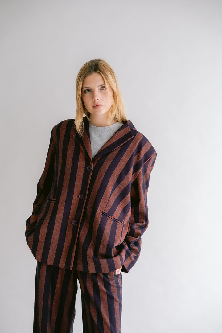 Arthur Blazer Orange Brown Stripe