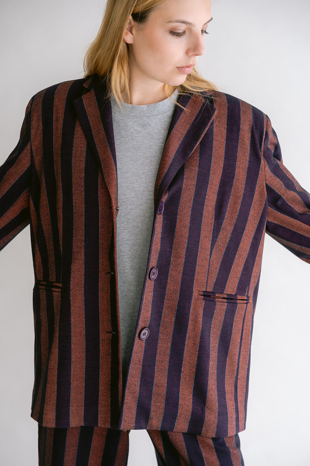 Arthur Blazer Orange Brown Stripe
