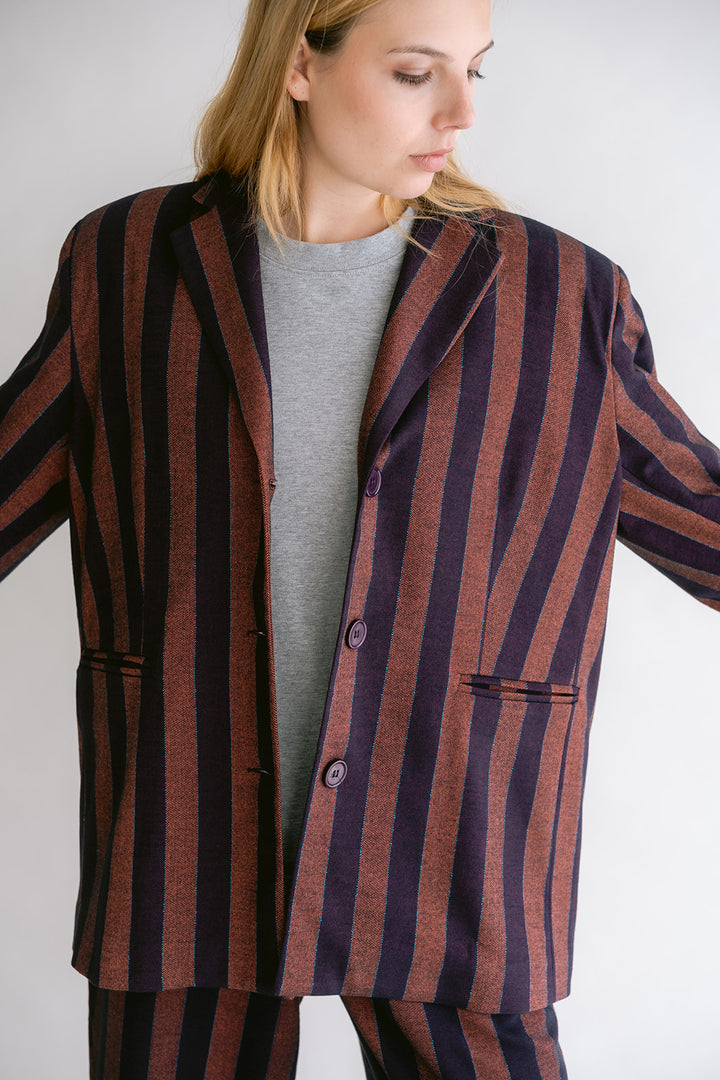 Arthur Blazer Orange Brown Stripe