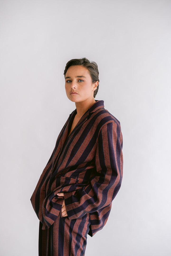 Arthur Blazer Orange Brown Stripe