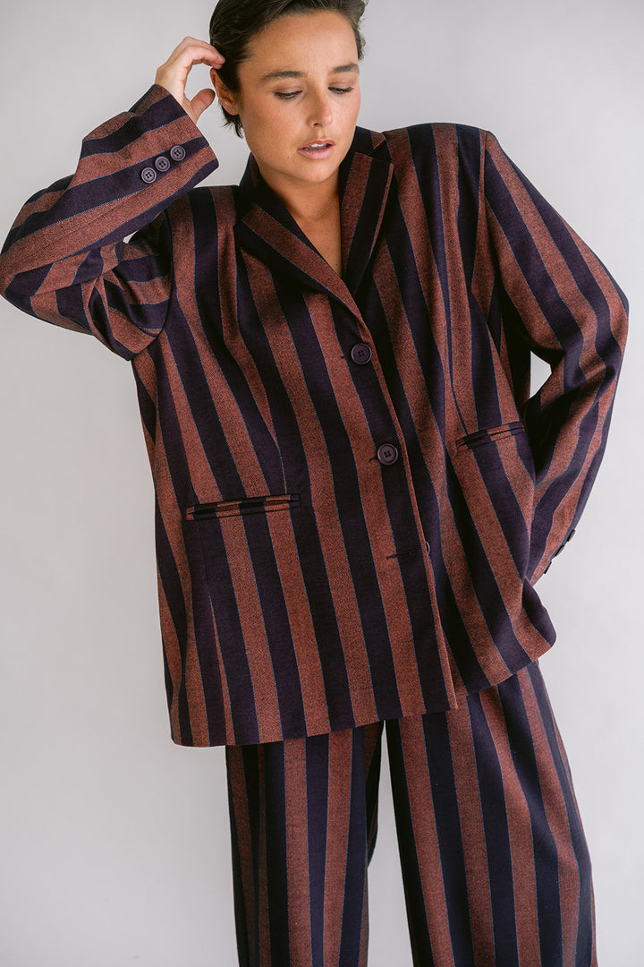 Arthur Blazer Orange Brown Stripe
