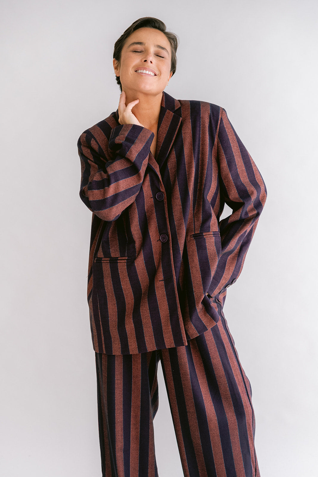 Arthur Blazer Orange Brown Stripe
