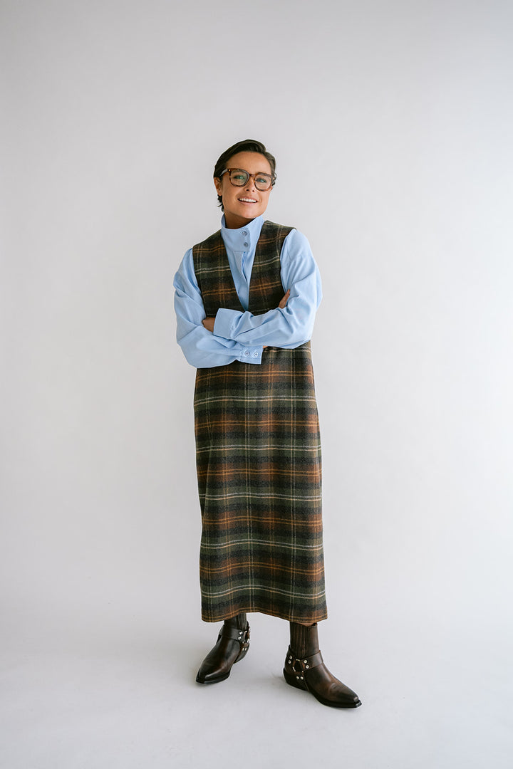Ibo Dress Moss Green Check
