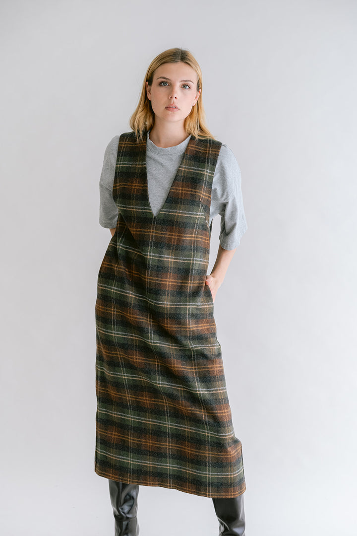 Ibo Dress Moss Green Check