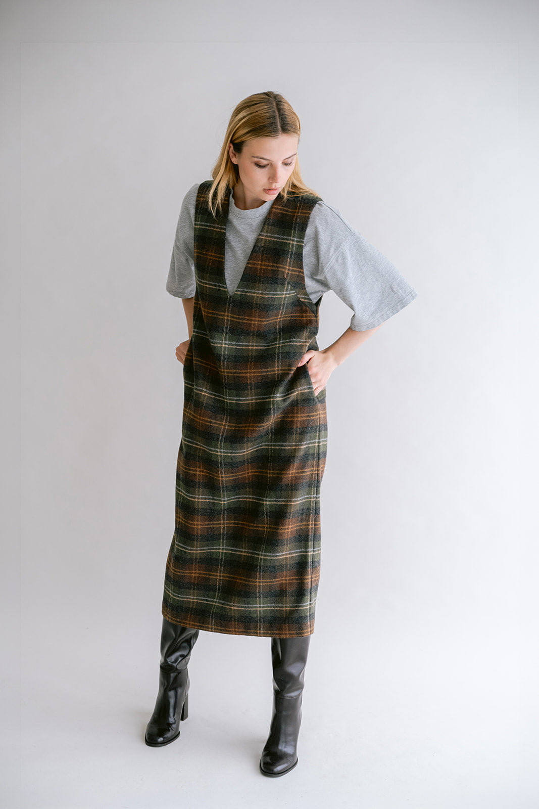 Ibo Dress Moss Green Check