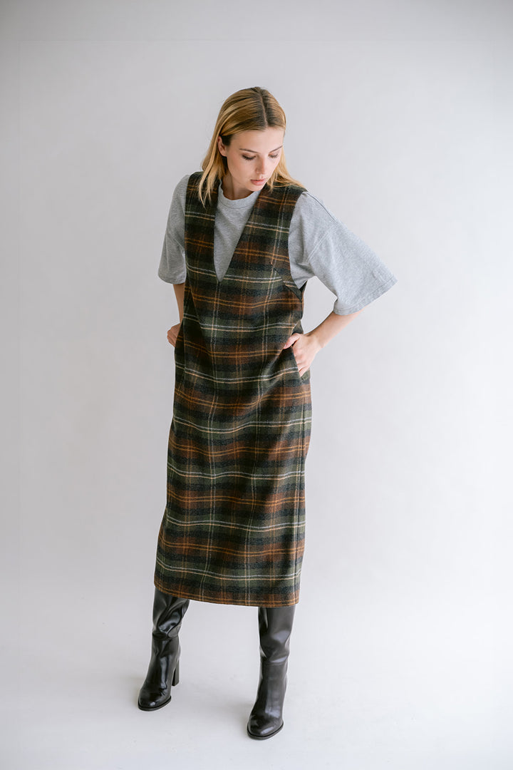 Ibo Dress Moss Green Check