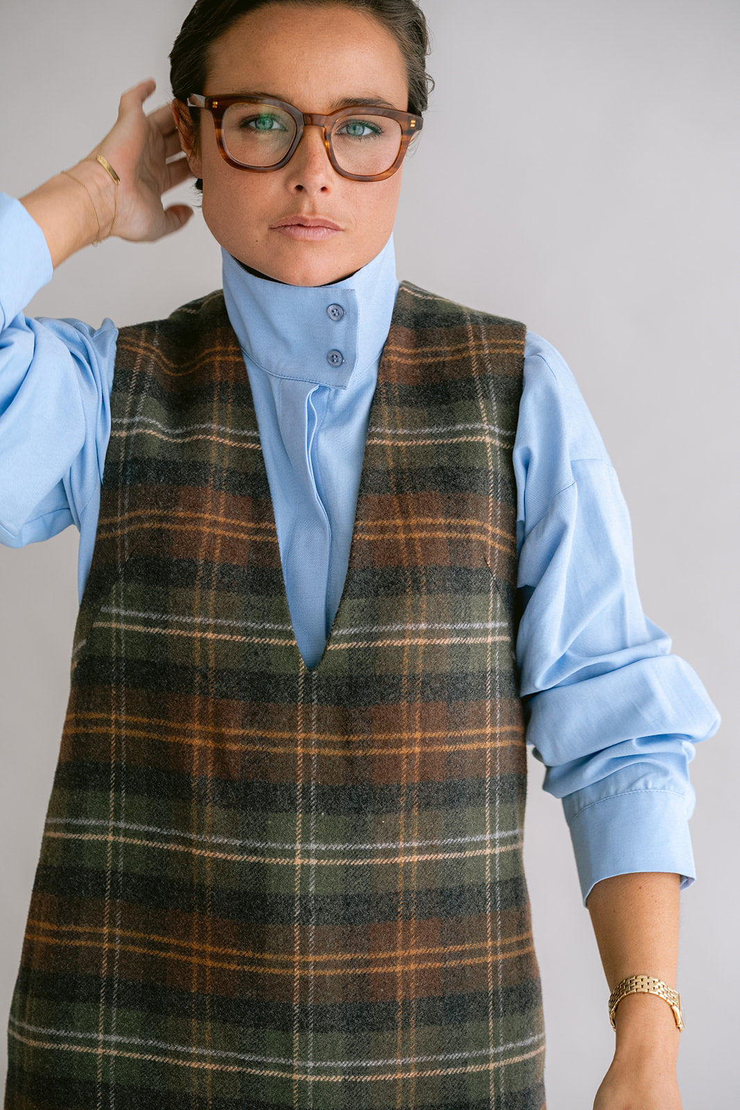 Ibo Dress Moss Green Check
