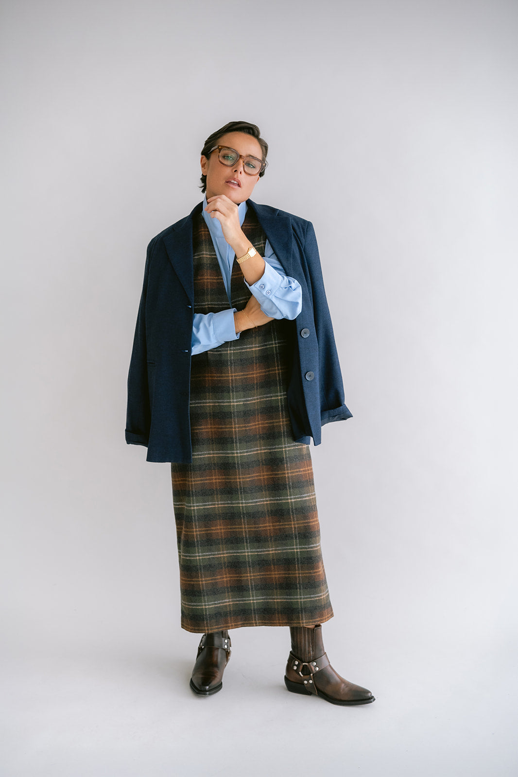 Ibo Dress Moss Green Check
