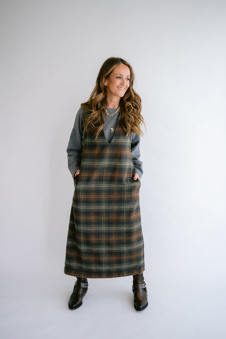 Ibo Dress Moss Green Check