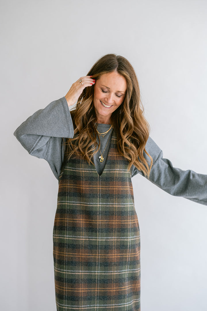 Ibo Dress Moss Green Check