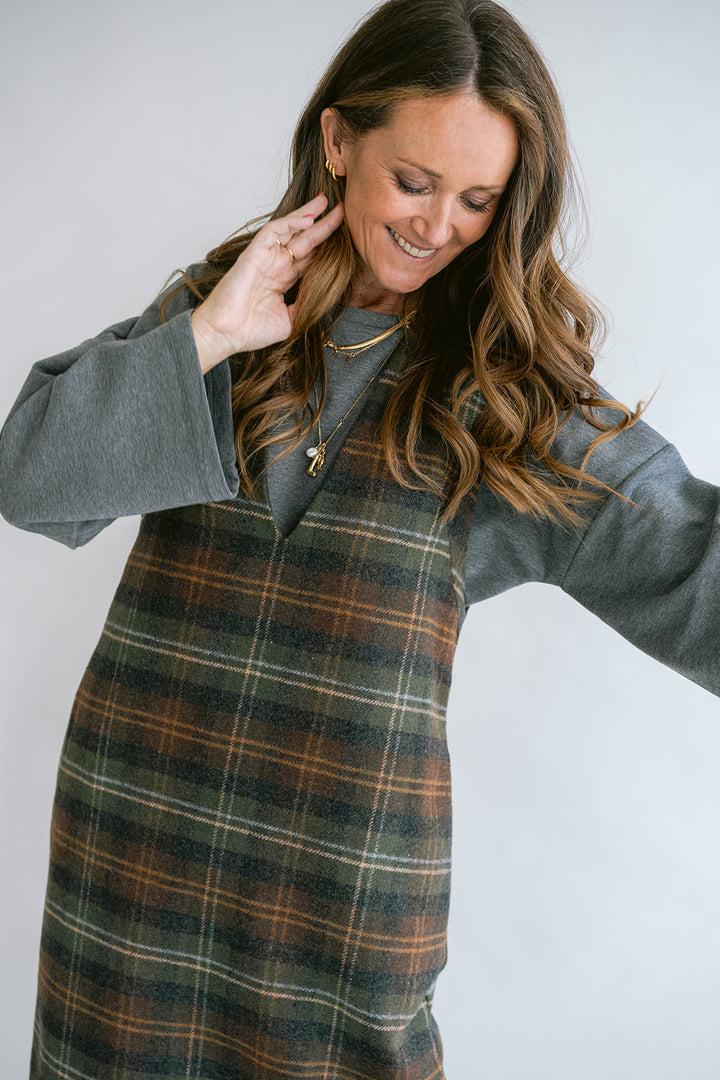 Ibo Dress Moss Green Check