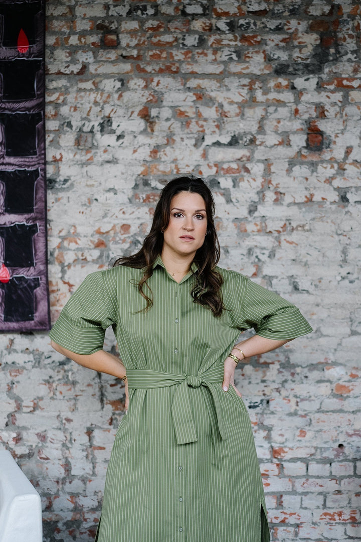 Inez Dress Green Stripe