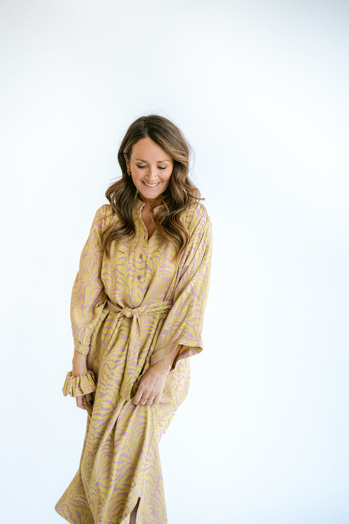 Ivy Dress Palm Pink Yellow