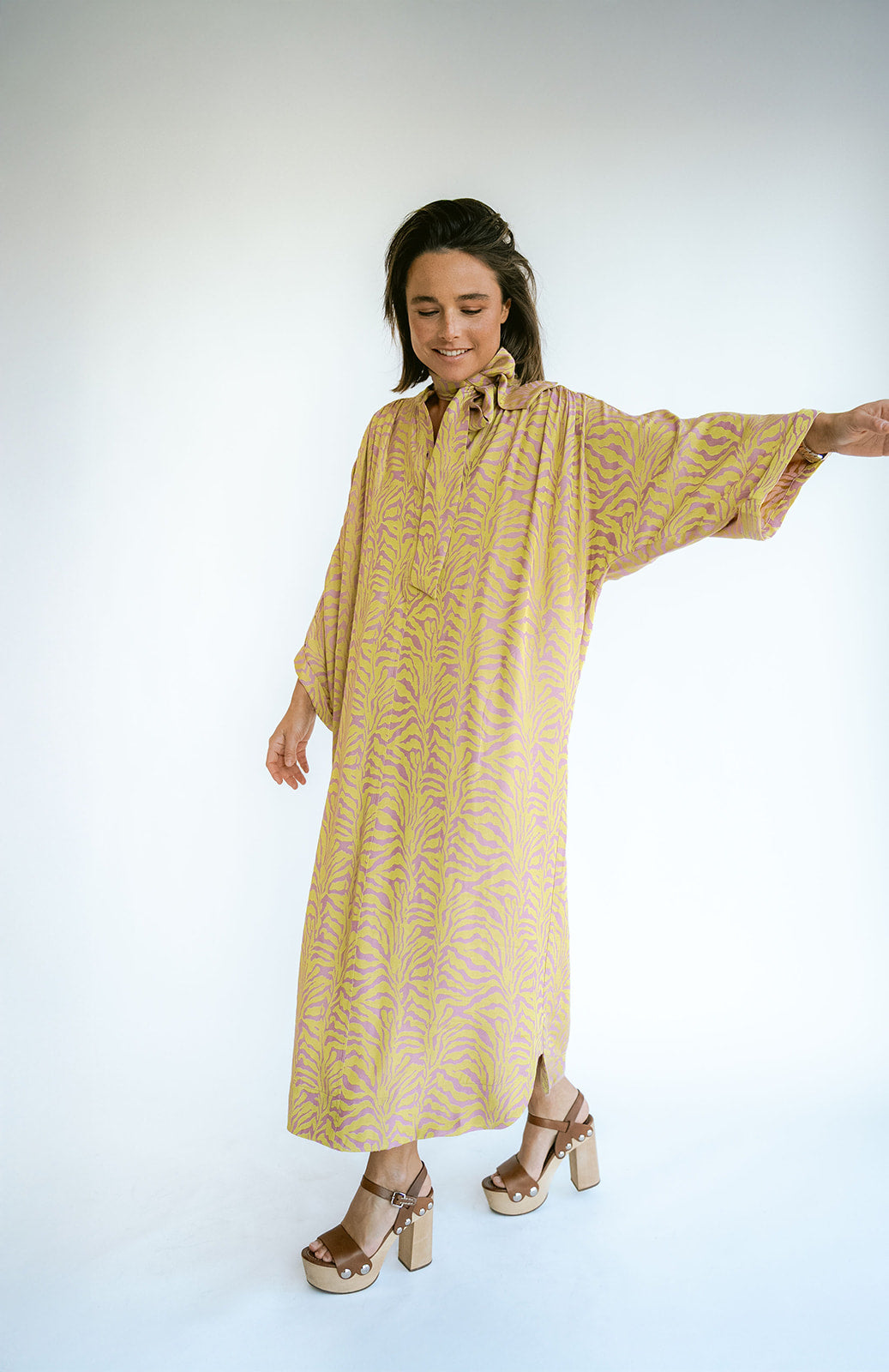 Ivy Dress Palm Pink Yellow