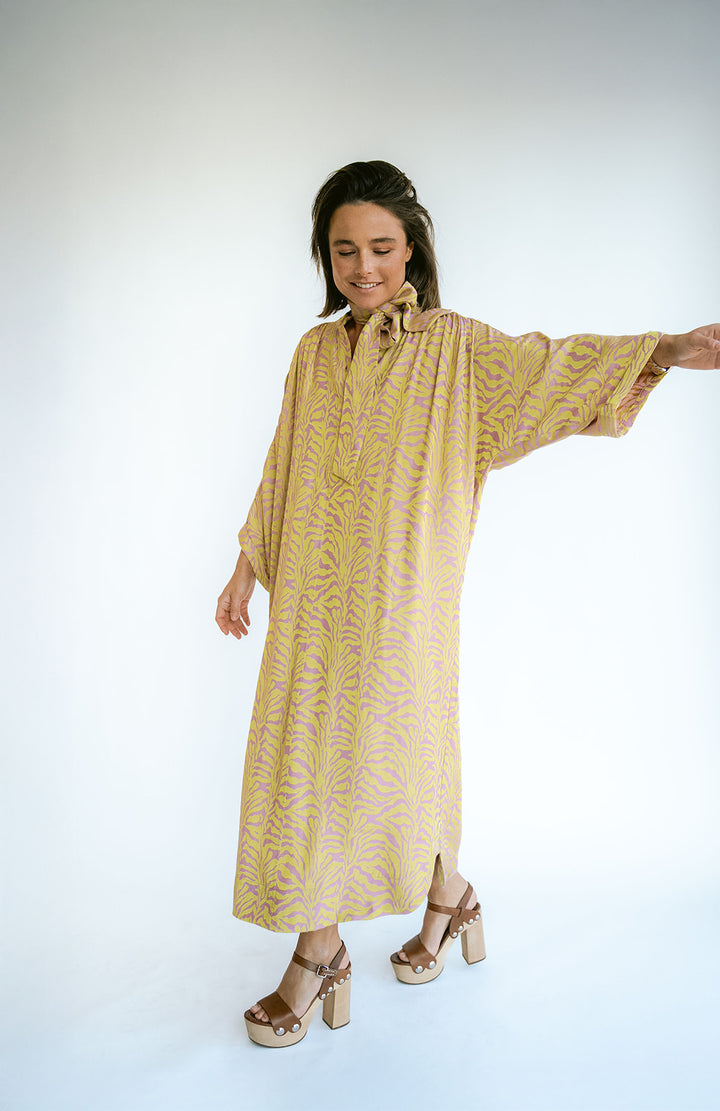 Ivy Dress Palm Pink Yellow