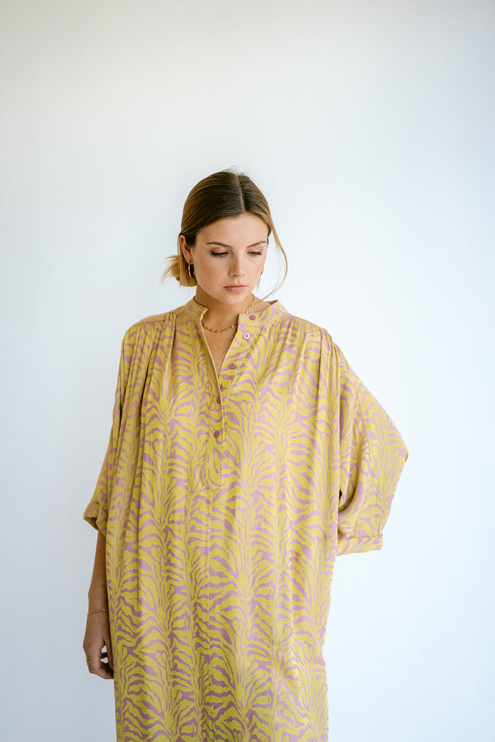 Ivy Dress Palm Pink Yellow