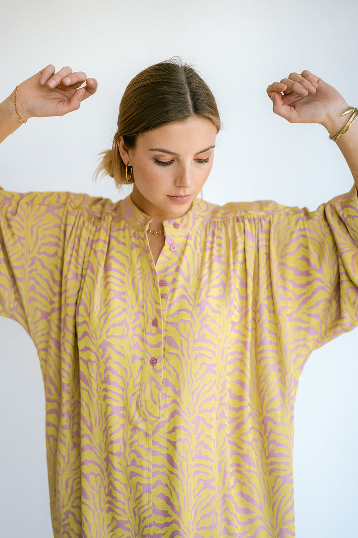 Ivy Dress Palm Pink Yellow
