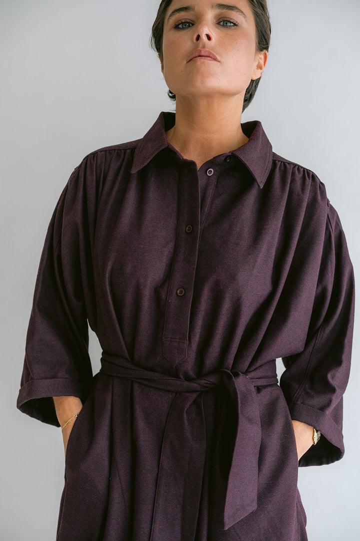 Ivy Dress Solid Bordeaux