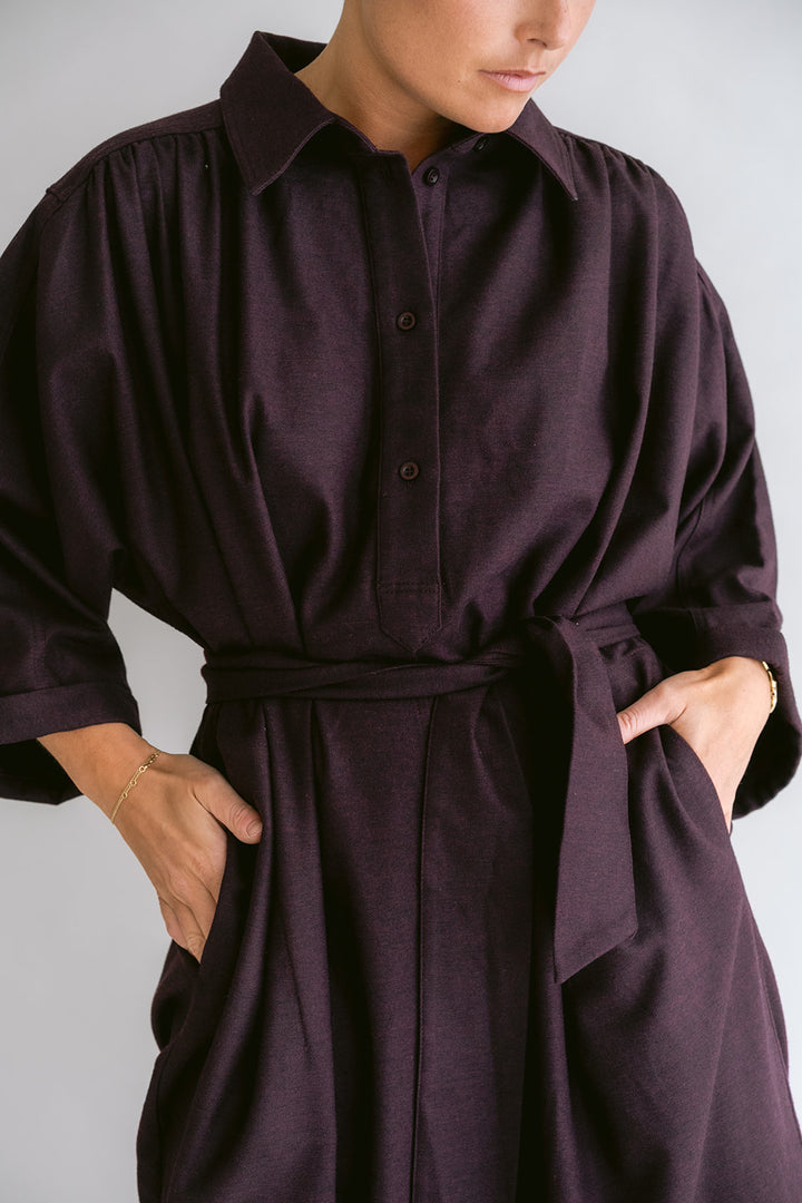 Ivy Dress Solid Bordeaux