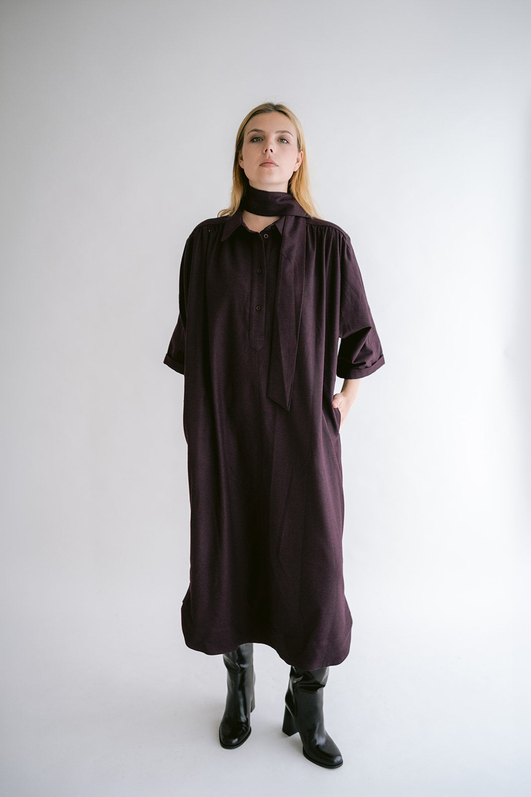 Ivy Dress Solid Bordeaux