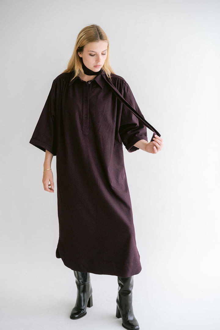 Ivy Dress Solid Bordeaux
