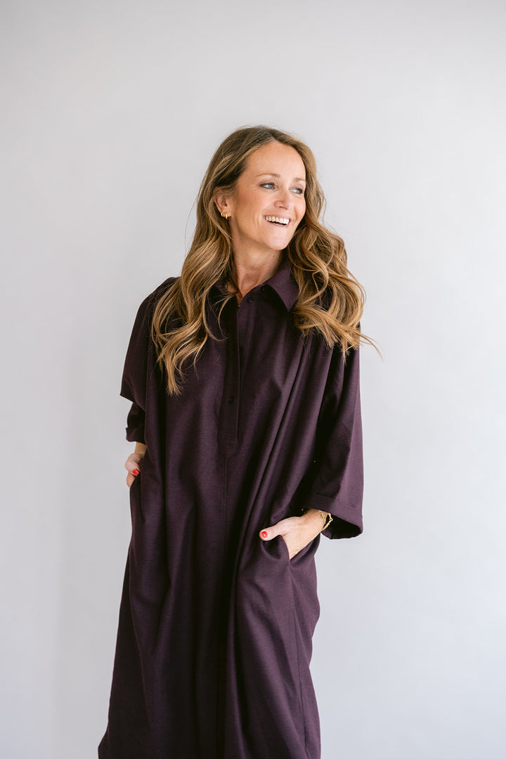 Ivy Dress Solid Bordeaux