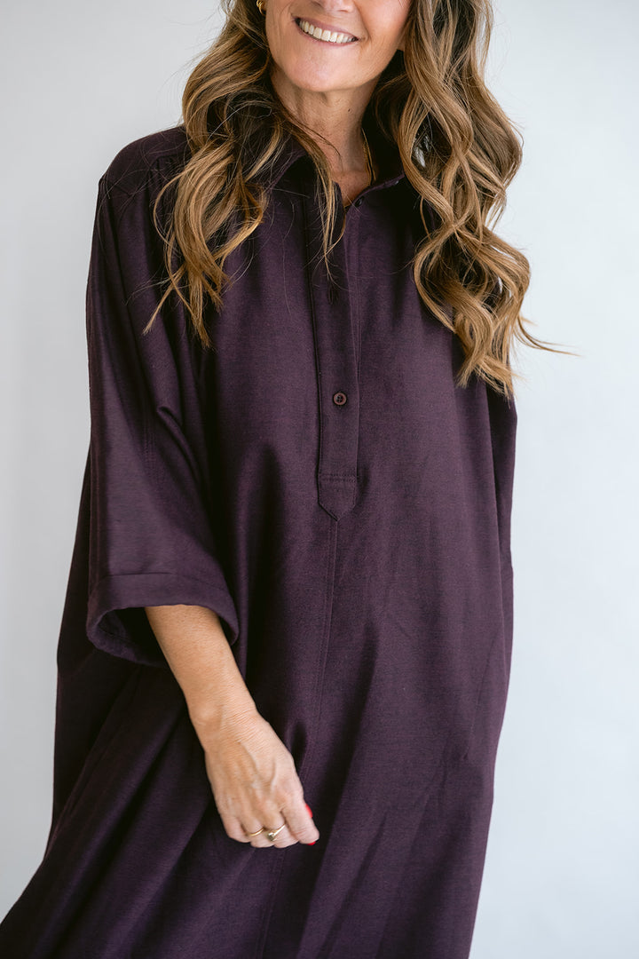Ivy Dress Solid Bordeaux