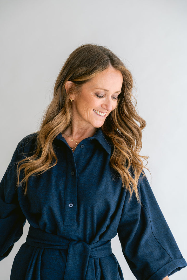 Ivy Dress Solid Navy