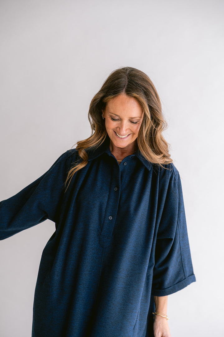 Ivy Dress Solid Navy
