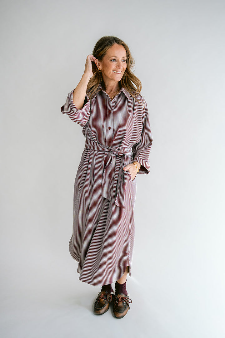Ivy Dress Stripe Bordeaux