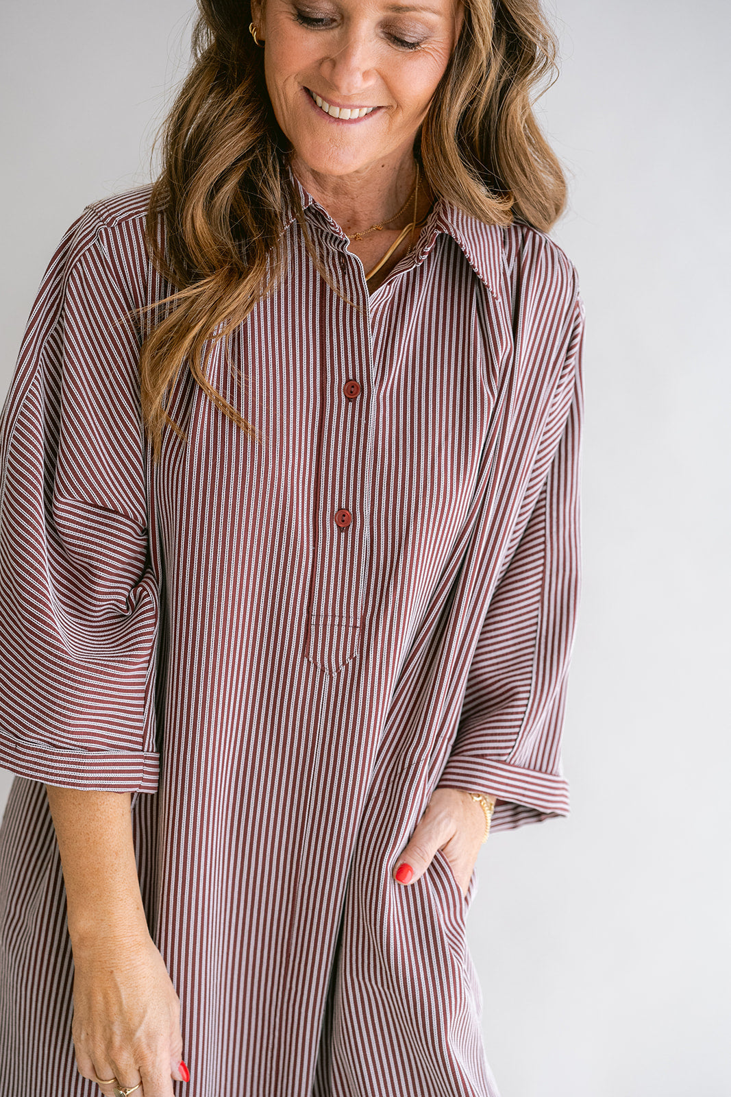 Ivy Dress Stripe Bordeaux