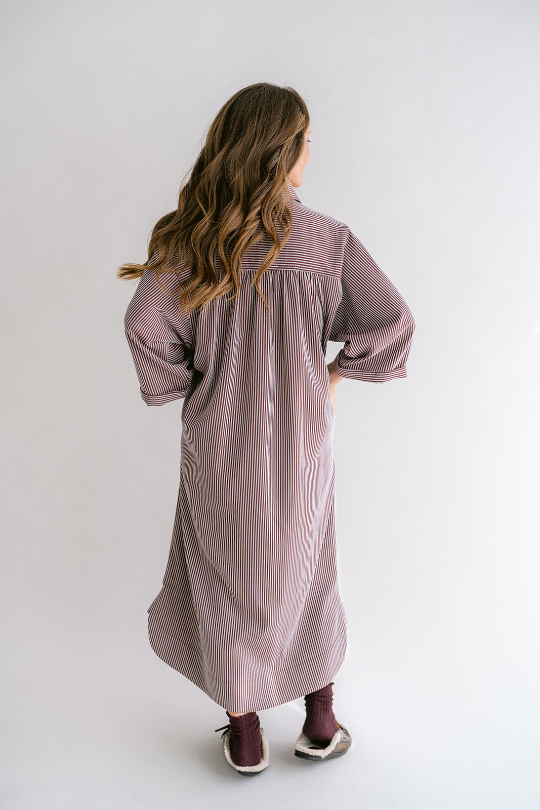 Ivy Dress Stripe Bordeaux