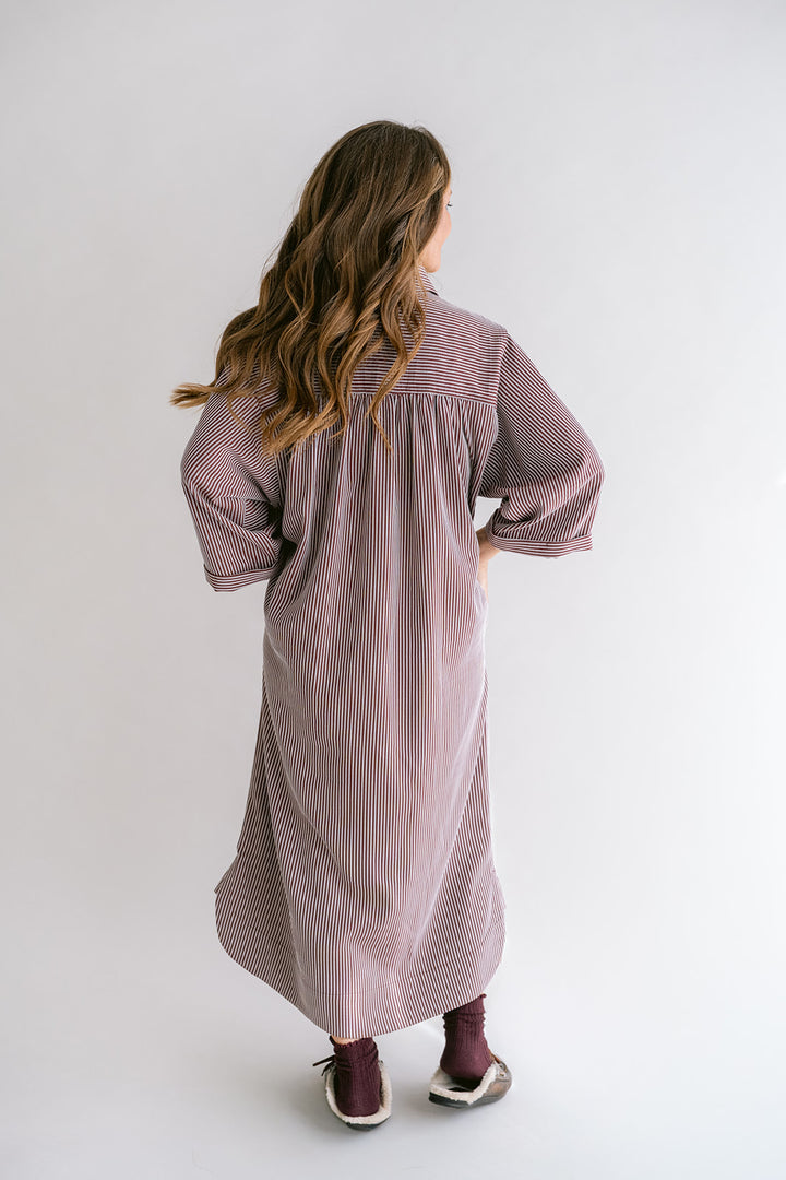 Ivy Dress Stripe Bordeaux