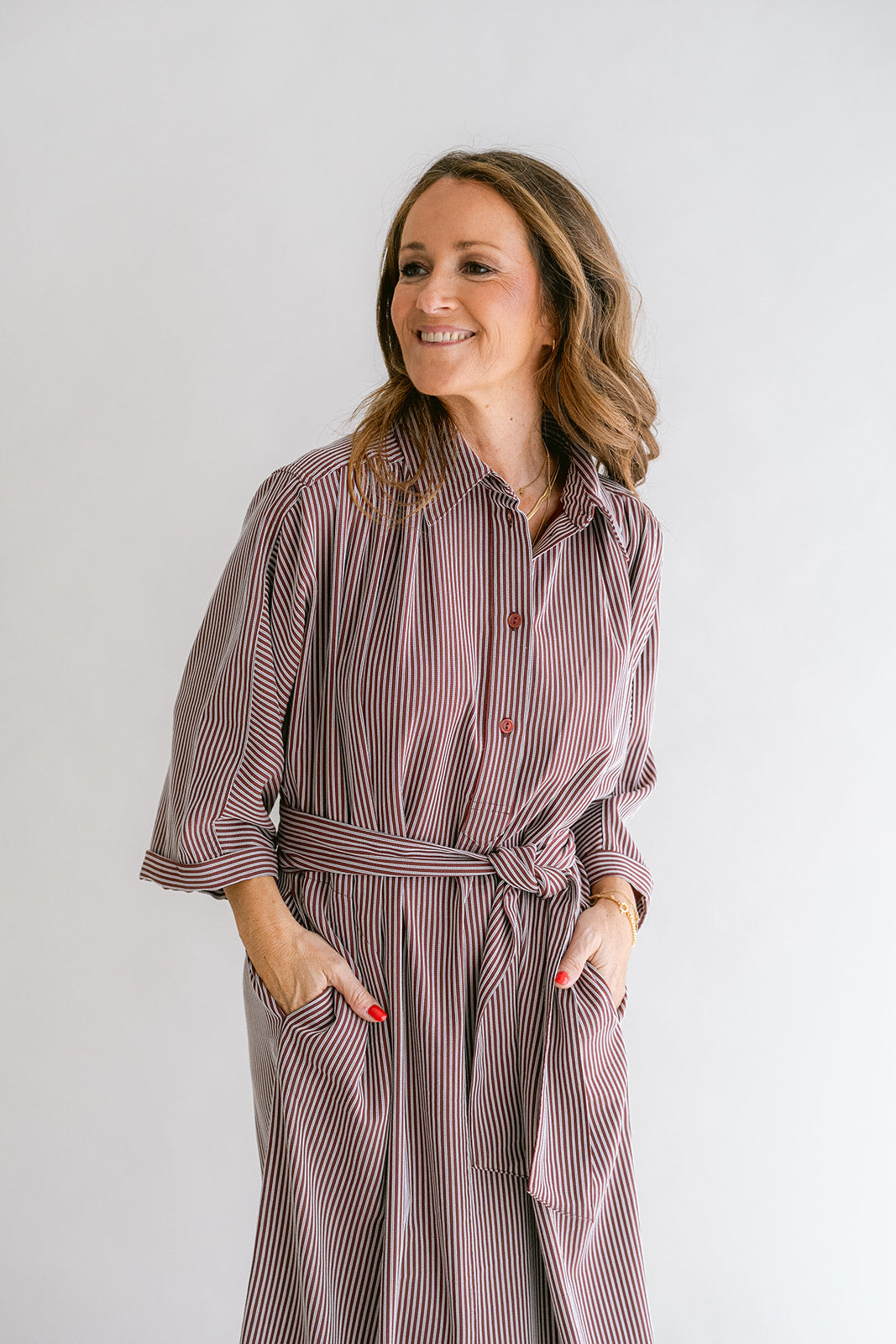 Ivy Dress Stripe Bordeaux
