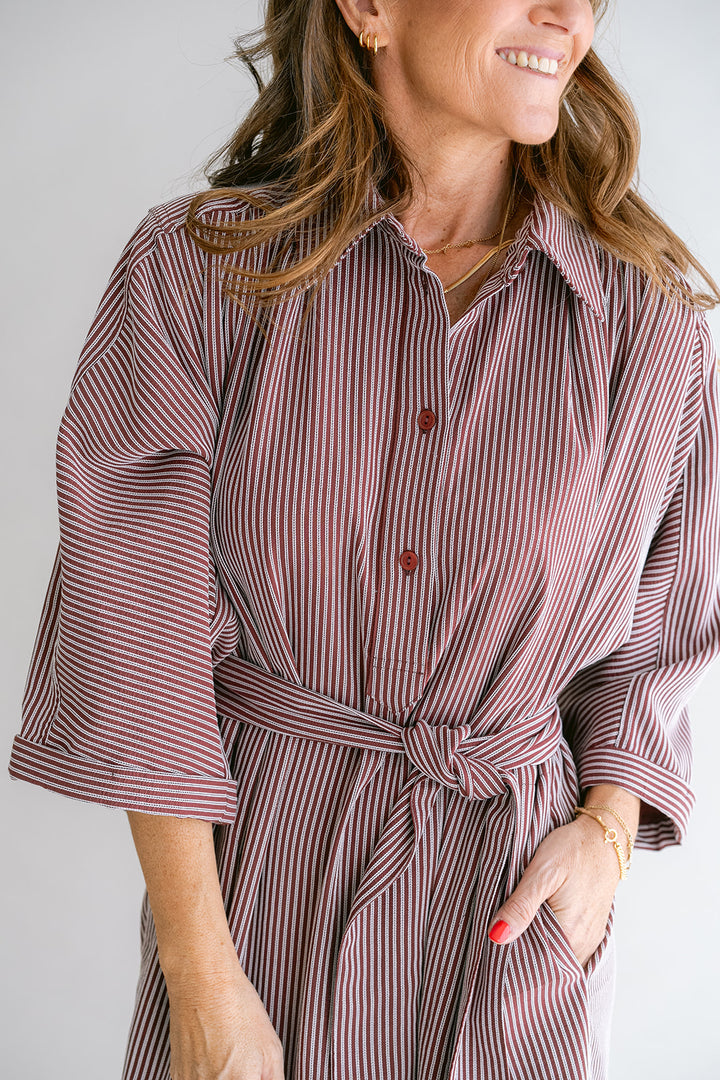 Ivy Dress Stripe Bordeaux