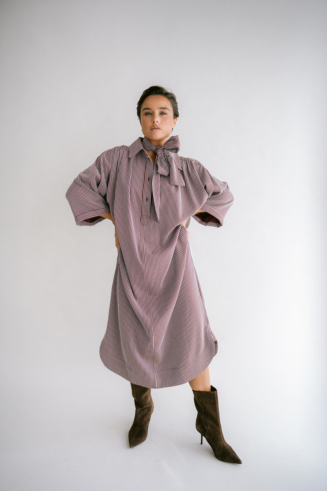 Ivy Dress Stripe Bordeaux