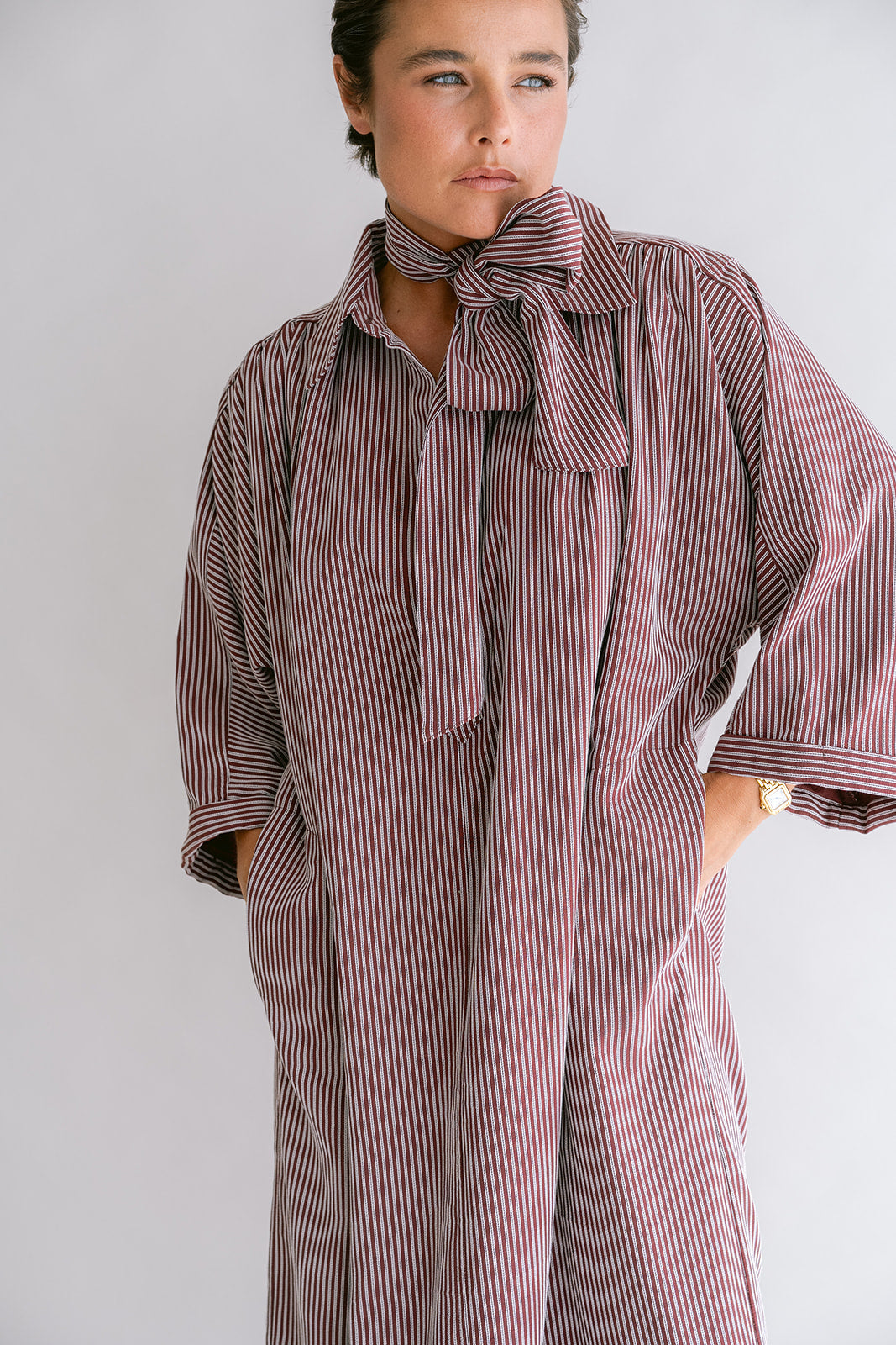Ivy Dress Stripe Bordeaux