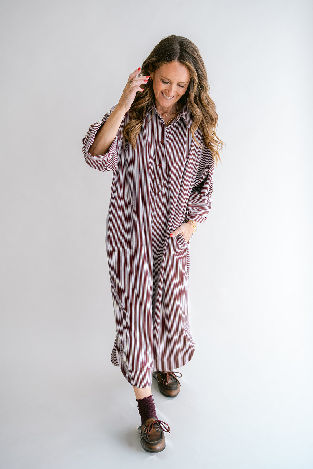Ivy Dress Stripe Bordeaux