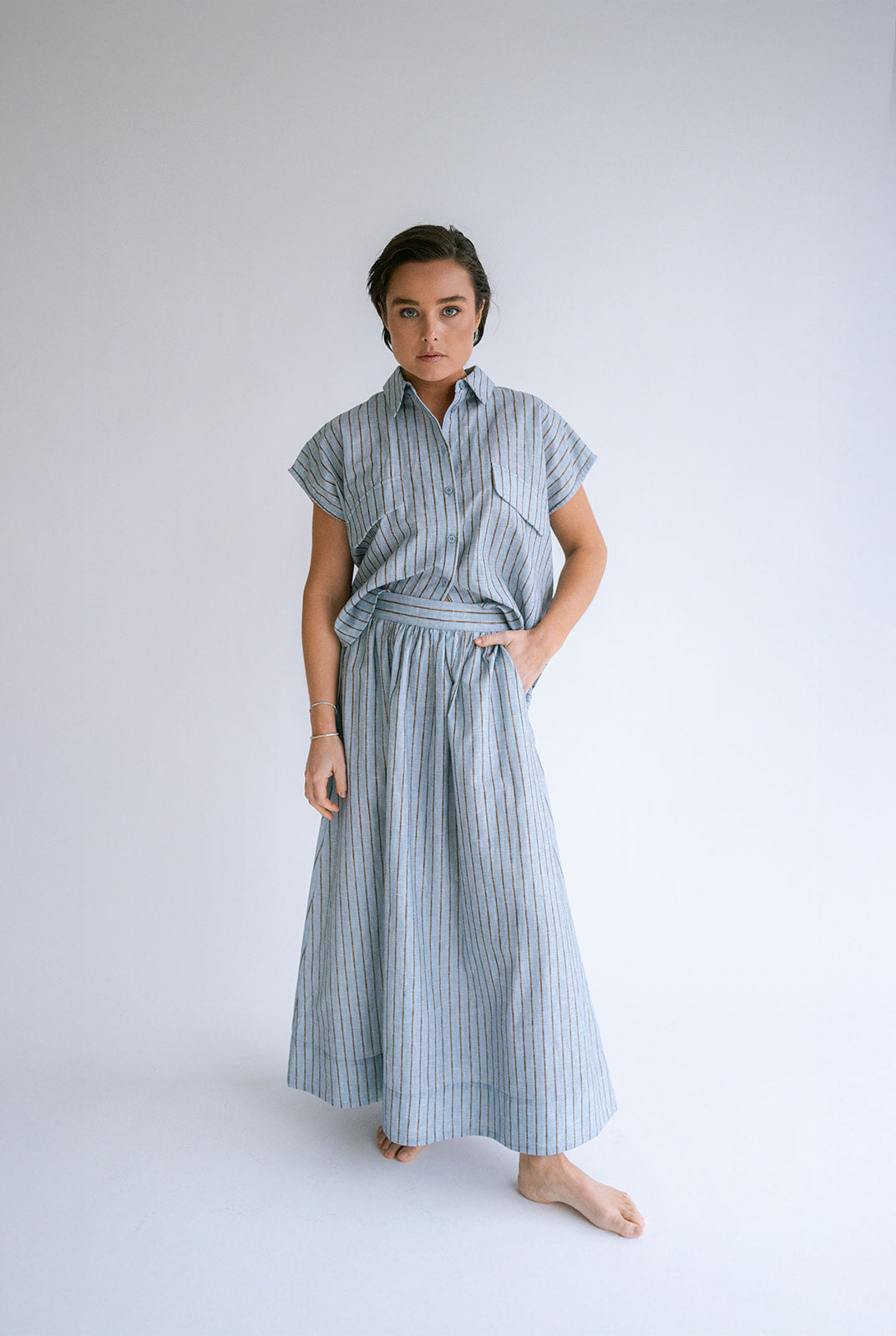 Jax Skirt Blue Linen