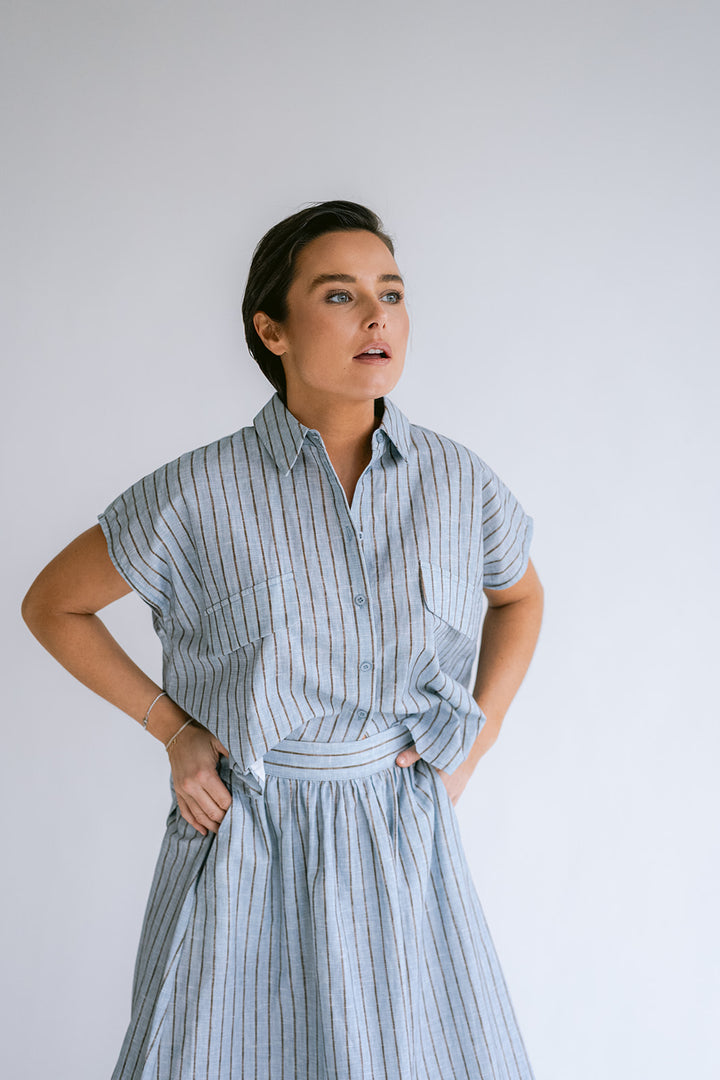 Jax Skirt Blue Linen