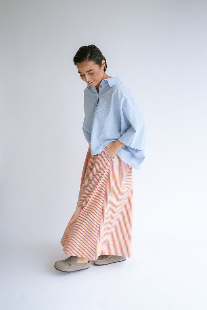 Jax Skirt Rust-Beige Stripe