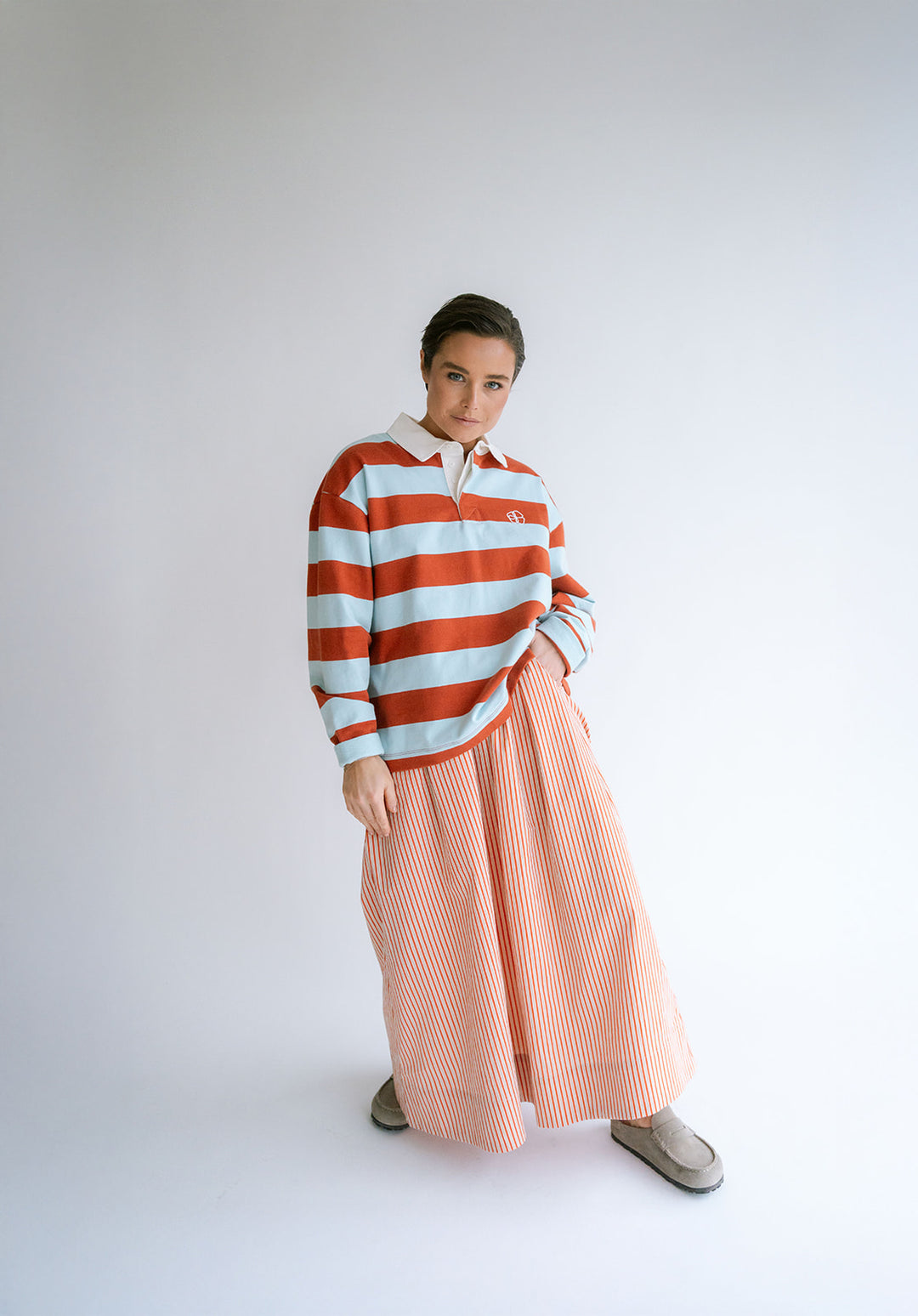 Jax Skirt Rust-Beige Stripe
