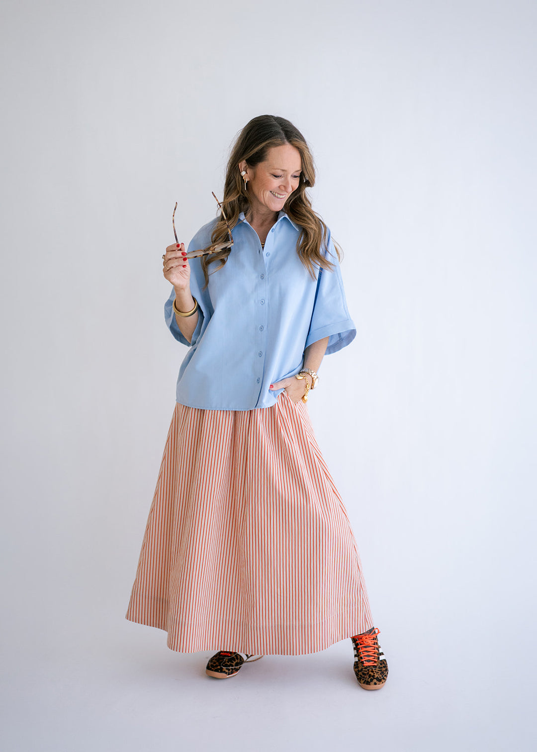 Jax Skirt Rust-Beige Stripe