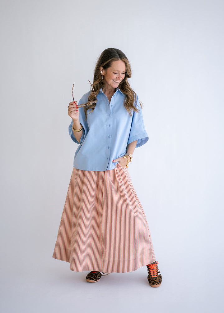 Jax Skirt Rust-Beige Stripe