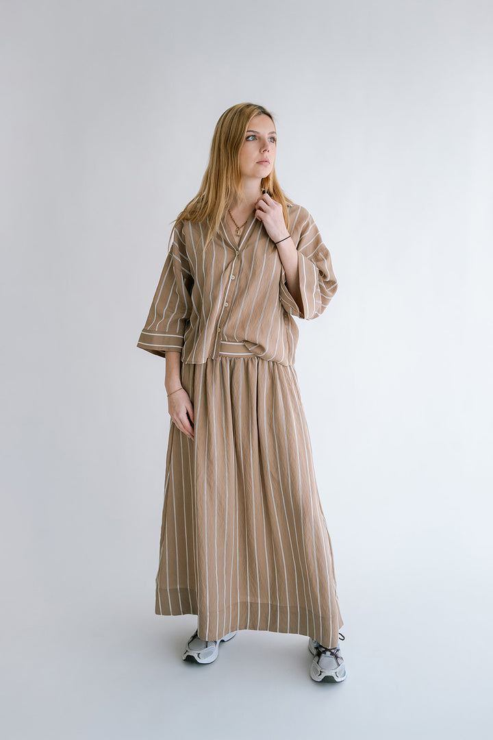 Jax Skirt Taupe Stripe