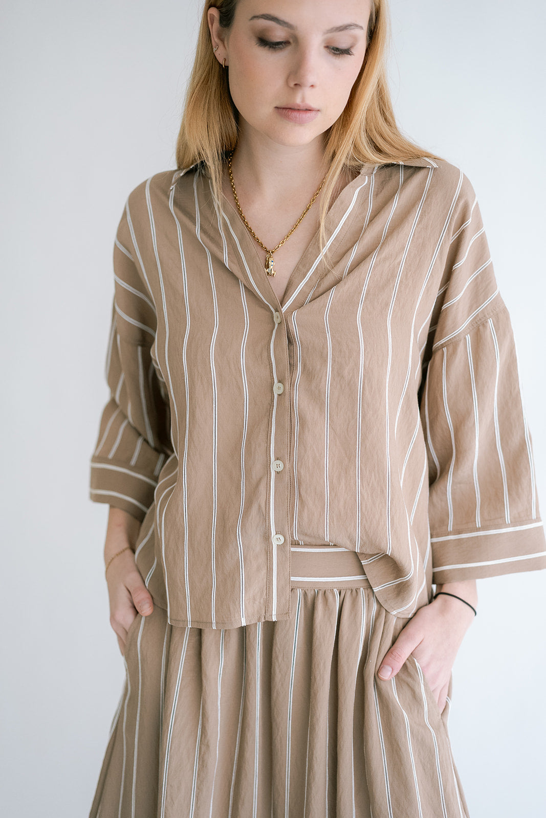 Jax Skirt Taupe Stripe