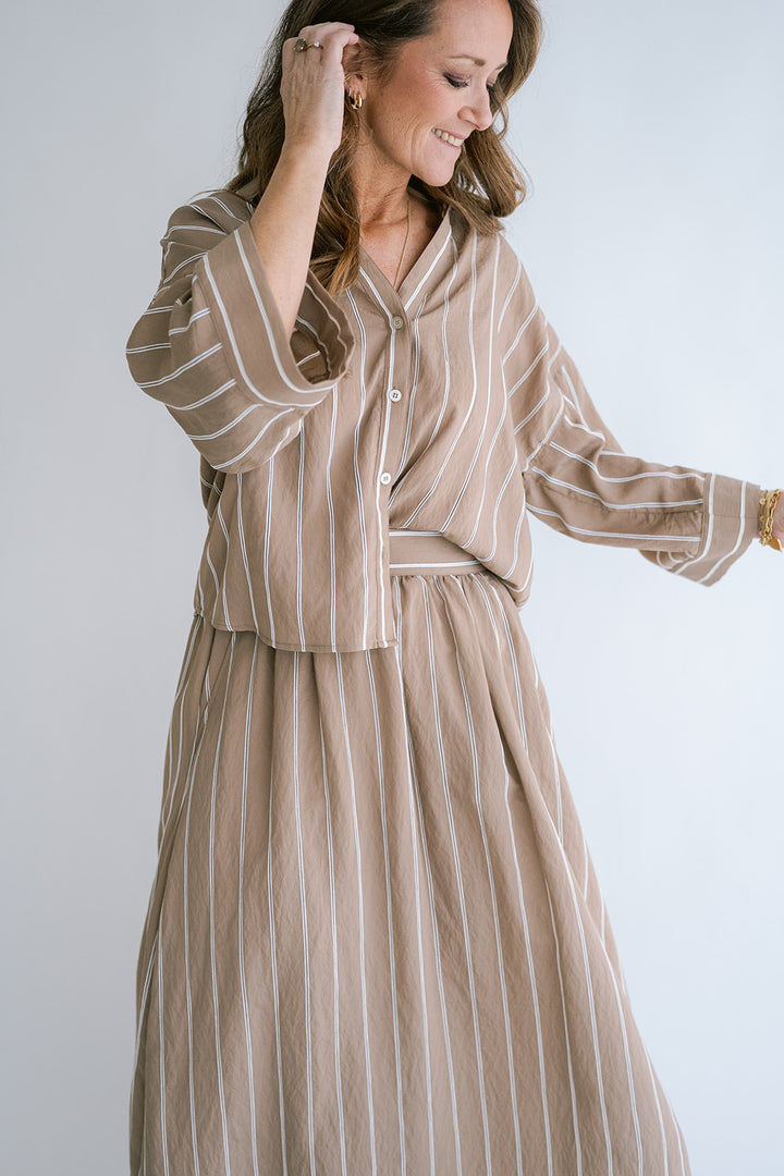 Jax Skirt Taupe Stripe