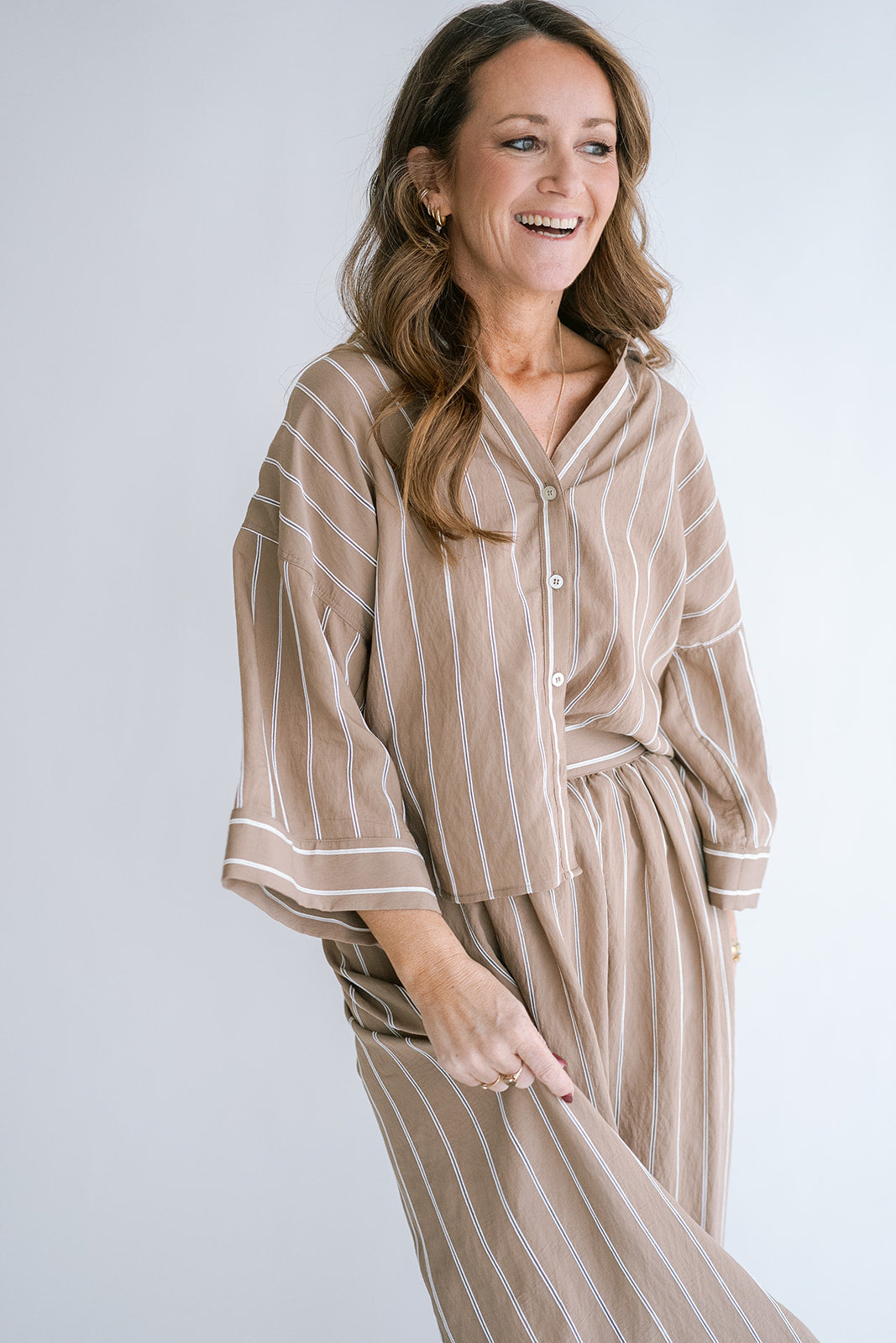 Jax Skirt Taupe Stripe