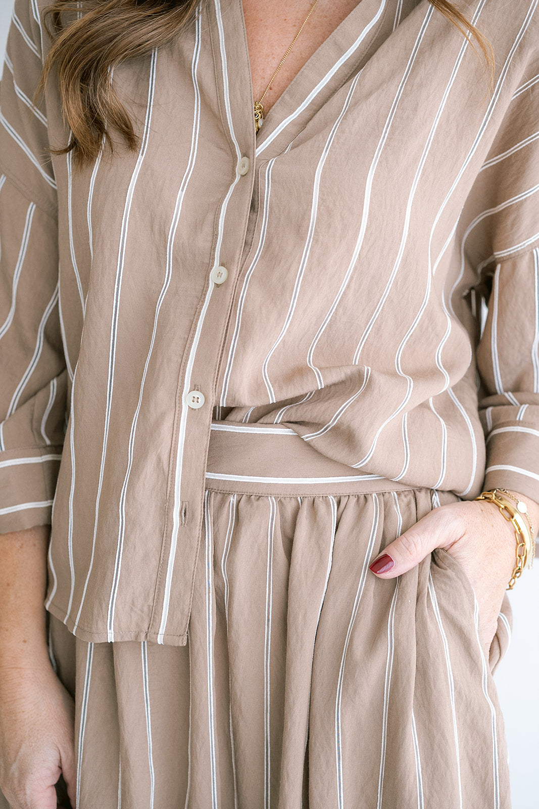 Jax Skirt Taupe Stripe