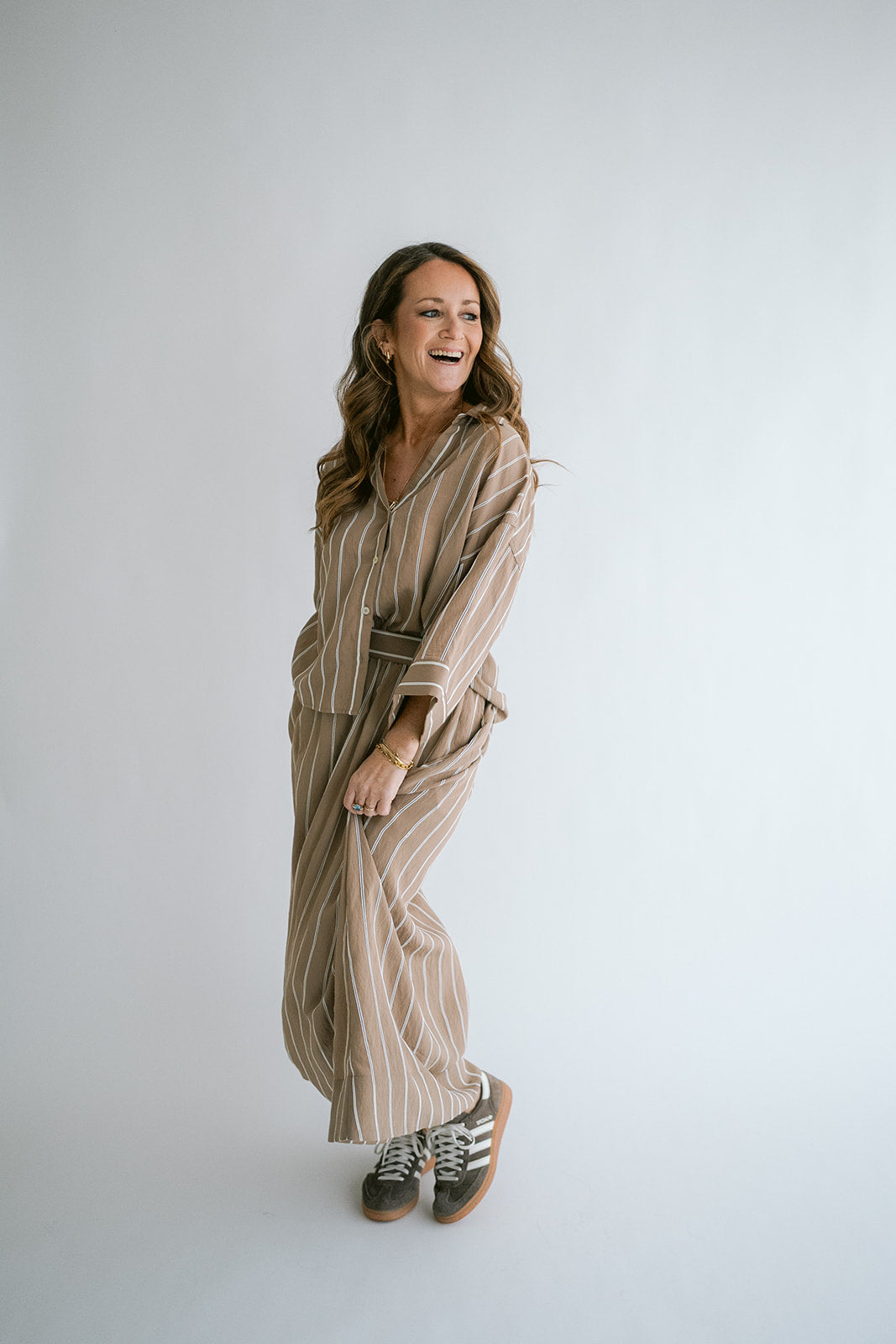 Jax Skirt Taupe Stripe